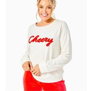 Lilly Pulitzer Rami Sweatshirt Ruby Red Cheery Embellished Graphic W2306 Sz S